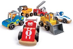Hape voiture jouet en bois Wild Riders - 12 pièces véhicules colorés