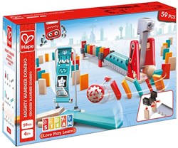 Hape jeu de dominos en bois robot marteau puissant 59 pièces jouet éducatif