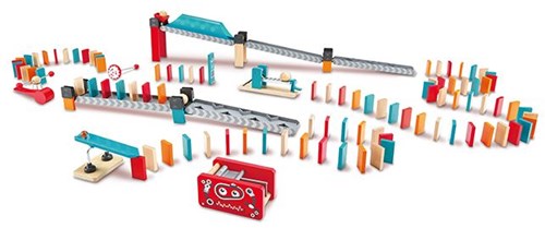 Hape Domino usine de robots jeu de dominos en bois 122 pièces jouet-2