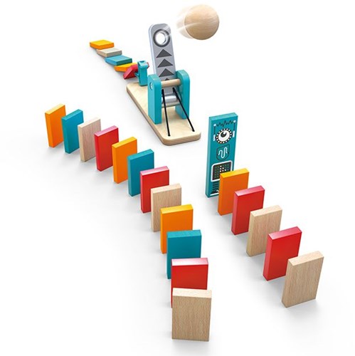 Hape Domino usine de robots jeu de dominos en bois 122 pièces jouet-3