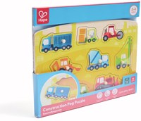 Hape puzzle à boutons véhicules de chantier jouet en bois-2