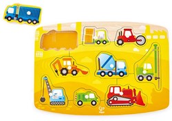 Hape puzzle à boutons véhicules de chantier jouet en bois