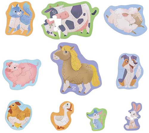 Hape puzzle de ferme - jouet éducatif avec animaux pour enfants-2