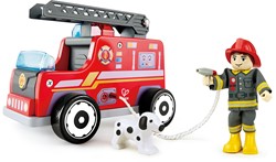 Hape E3024 Wooden Fire Truck with Firefighter and Dog Feuerwehr, Feuerwehrauto mit Trupp