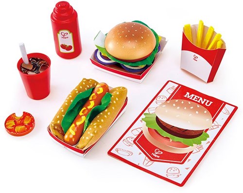 Hape Fast Food Spielset mit Burger, Hotdog und Pommes für Kinder-2