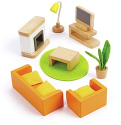 Hape Puppenhaus Wohnzimmer Holz Möbel und Zubehör Set