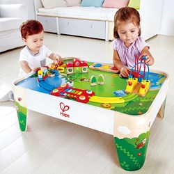 Hape table de jeu train avec boîte de rangement - thème jungle - table enfant