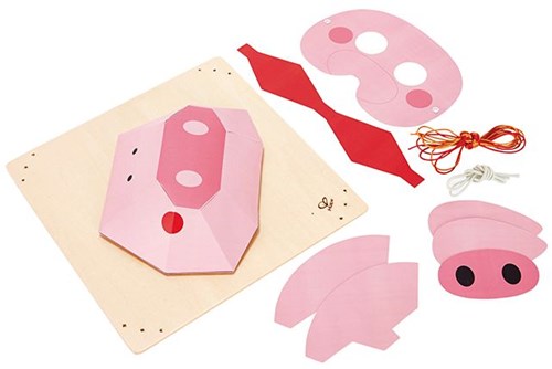 Hape Maske Spielzeug Schweinchen rosa Holz Verkleidungsset Kinder-3