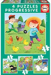 Educa puzzle animaux de la ferme progressif 6-9-12-16 pièces enfant