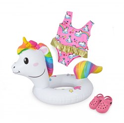 Heless Puppen Schwimmset Einhorn Badeanzug Schwimmring 28-35 cm Spielzeug