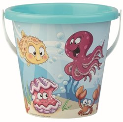 Androni Giocattoli Strandspielzeug Eimer blau mit Henkel Happy Fish 17cm