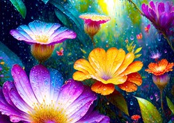 Enjoy Puzzle Flowers in the Rain (1000)