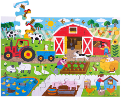 BigJigs puzzle ferme sol animaux 48 pièces jouet éducatif