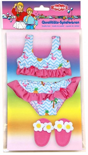 Heless bikini flamant rose pour poupée avec sandales - ensemble de bain rose pour poupée 35-45cm-2