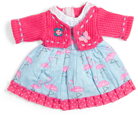 BigJigs Puppenkleidung Flamingo Kleid rosa Cardigan - Puppenoutfit Medium-2