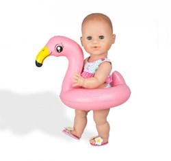 Heless Puppen Schwimmset Flamingo Bademode 35-45 cm Strandzubehör