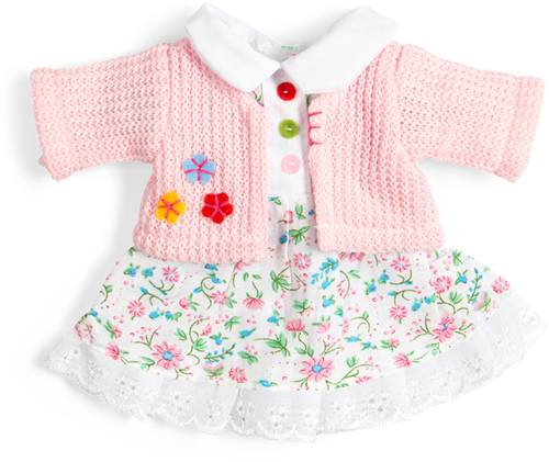 BigJigs Puppenkleidung Blumen Kleid und Strickjacke - Puppenoutfit-2