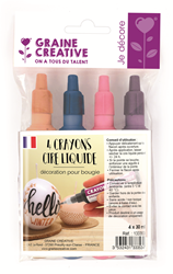Graine Creative flüssige Kerzen Wachsmalstifte Set - kreative Bastelset 4 Stück