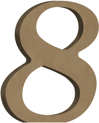 Gomille décoration chiffre 8 en MDF 8x10 cm jouet