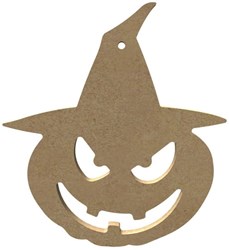 Gomille figurine MDF citrouille sorcière décoration créative 14x12 cm Halloween