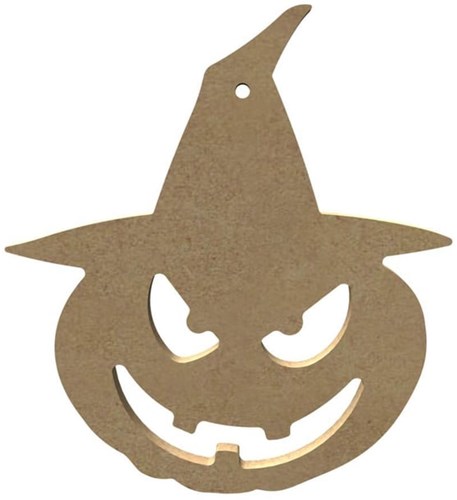 Gomille figurine MDF citrouille sorcière décoration créative 14x12 cm Halloween