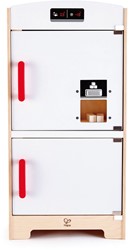 Hape E3153 - Weißer Kühlschrank mit Gefrierfach, Spielzeug-Kühlschrank mit vielen Funktionen, aus Holz, ab 3 Jahren, weiß