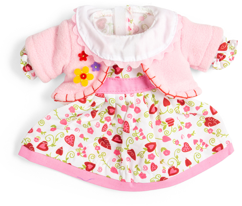 BigJigs Puppenkleidung Herzchenkleid mit rosa Cardigan - Puppenoutfit Medium-2