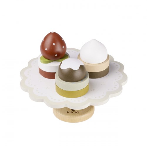 Micki plateau à gâteaux en bois avec pâtisseries - jouet éducatif