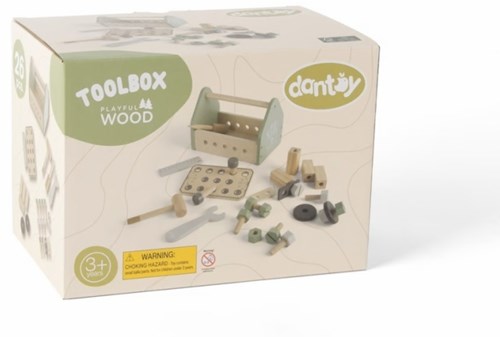 Dantoy Houten gereedschapsbox 26delig in doos-2