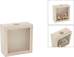 Hobbygroep Holz Spardose Rahmen - dekorative Korkensammelbox 17x9x17 cm