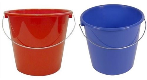 Huishoudemmer 10 ltr rood/blauw/groen