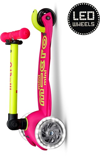 Micro Scooter Mini Micro klappbar LED pink gelb - Kinderroller mit LED Rädern