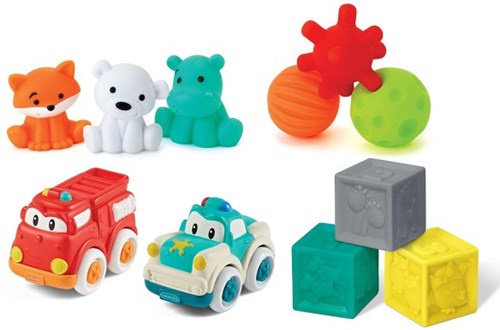 Infantino Baby Spielset - bunte Spielblöcke und Fahrzeuge für Babys