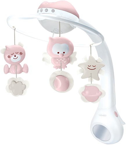 Infantino mobile musical projecteur chambre bébé 3-en-1 rose apaisant