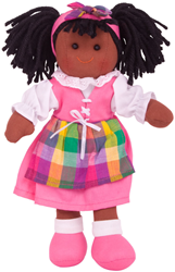 BigJigs Jess -Drk Hr/Pnk Dress;Chck Tabrd&WhiteBlou