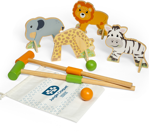 BigJigs Holz-Krocketspiel Dschungeltiere für Kinder Garten