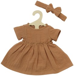 Heless Puppenkleid Baumwolle mit Haarband Karamell 28-35cm - Puppenkleidung