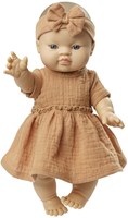 Heless Puppenkleid Baumwolle mit Haarband Karamell 28-35cm - Puppenkleidung-2