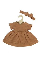 Heless Puppenkleid mit Haarband - Bio-Baumwolle Karamell 35-45cm