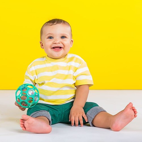 Oball Rassel Baby Spielzeug - Grün Blau - Flexibel und leicht-2