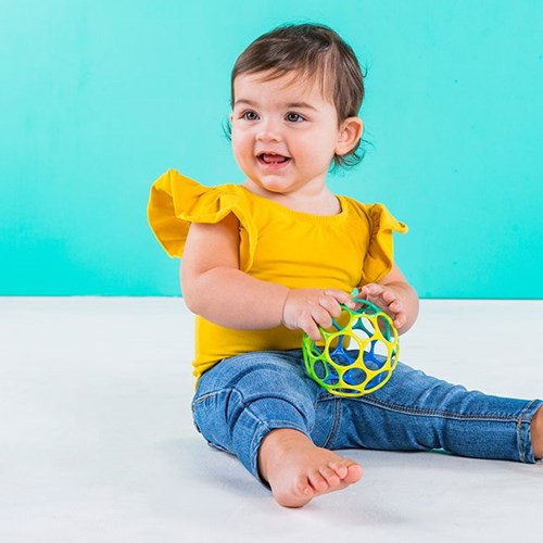 Oball klassischer Spielzeugball blau grün gelb - 10 cm Griff-2
