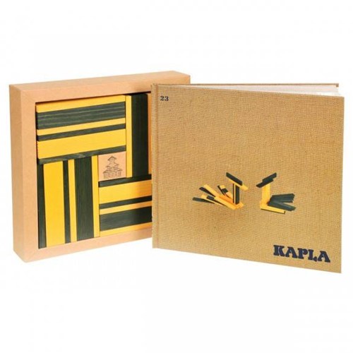 KAPLA JL+JP Holzplättchen, 40er Box, 20 gelb und 20 grün + Buch
