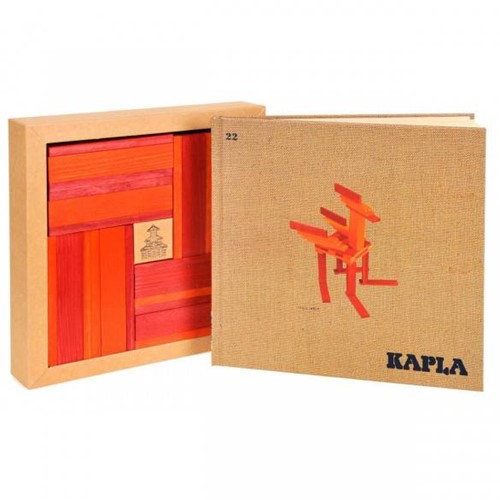 KAPLA 9000106 Holzplättchen 40er Box, rot und 20 orange + Buch