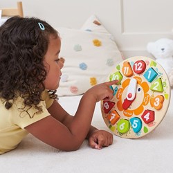 Hape Puzzle horloge et formes jouet éducatif en bois coloré