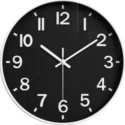 Attalos wandklok wit - zwart