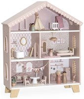 Label Label Puppenhaus aus Holz rosa inklusive Puppen und Möbel-2