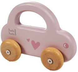 Label Label Holzauto rosa mit Griff - FSC Buchenholz Spielzeug