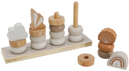 Label Label Holz Stapelringe pädagogisches Spielzeug Nougat FSC