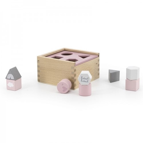 Label Label Holz-Formenbox rosa - pädagogisches Spielzeug für Kleinkinder