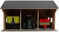 Kids GLOBE landwirtschaftlicher Spielzeugschuppen für 3 Fahrzeuge 1:16 Holz-3